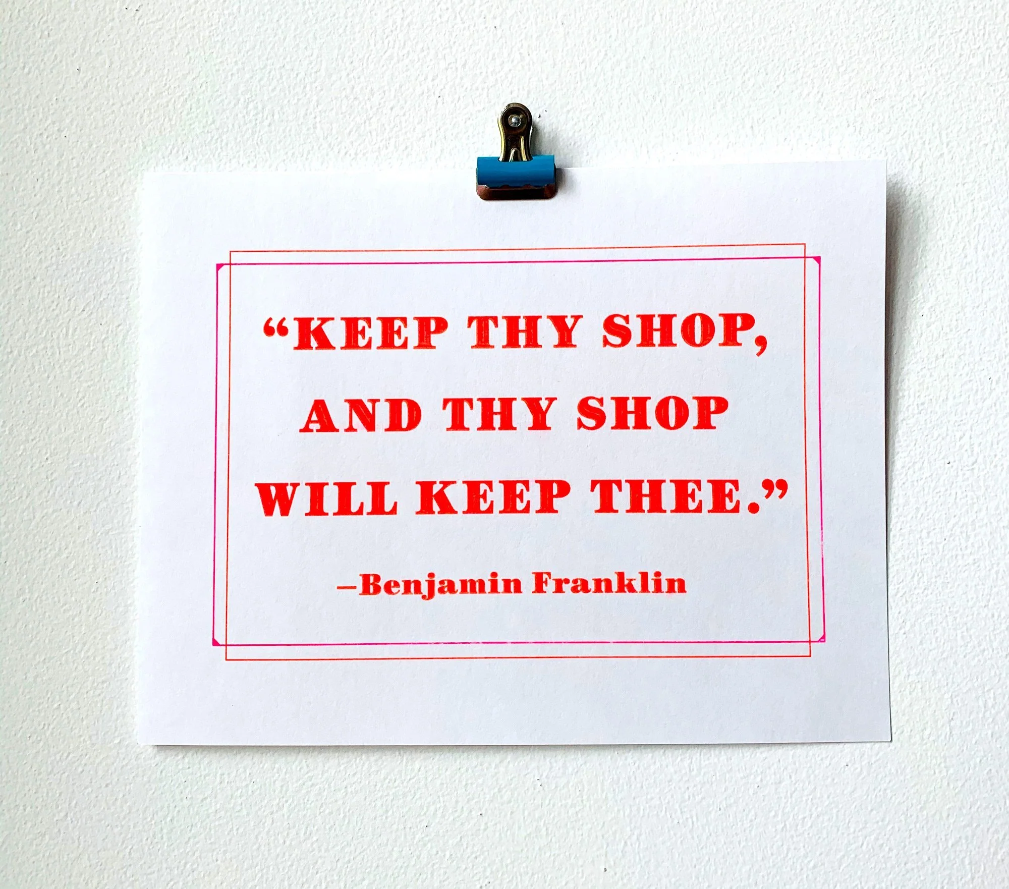 Benjamin Franklin "Keep Thy Shop" Quote - Risograph Art Print - Image 5