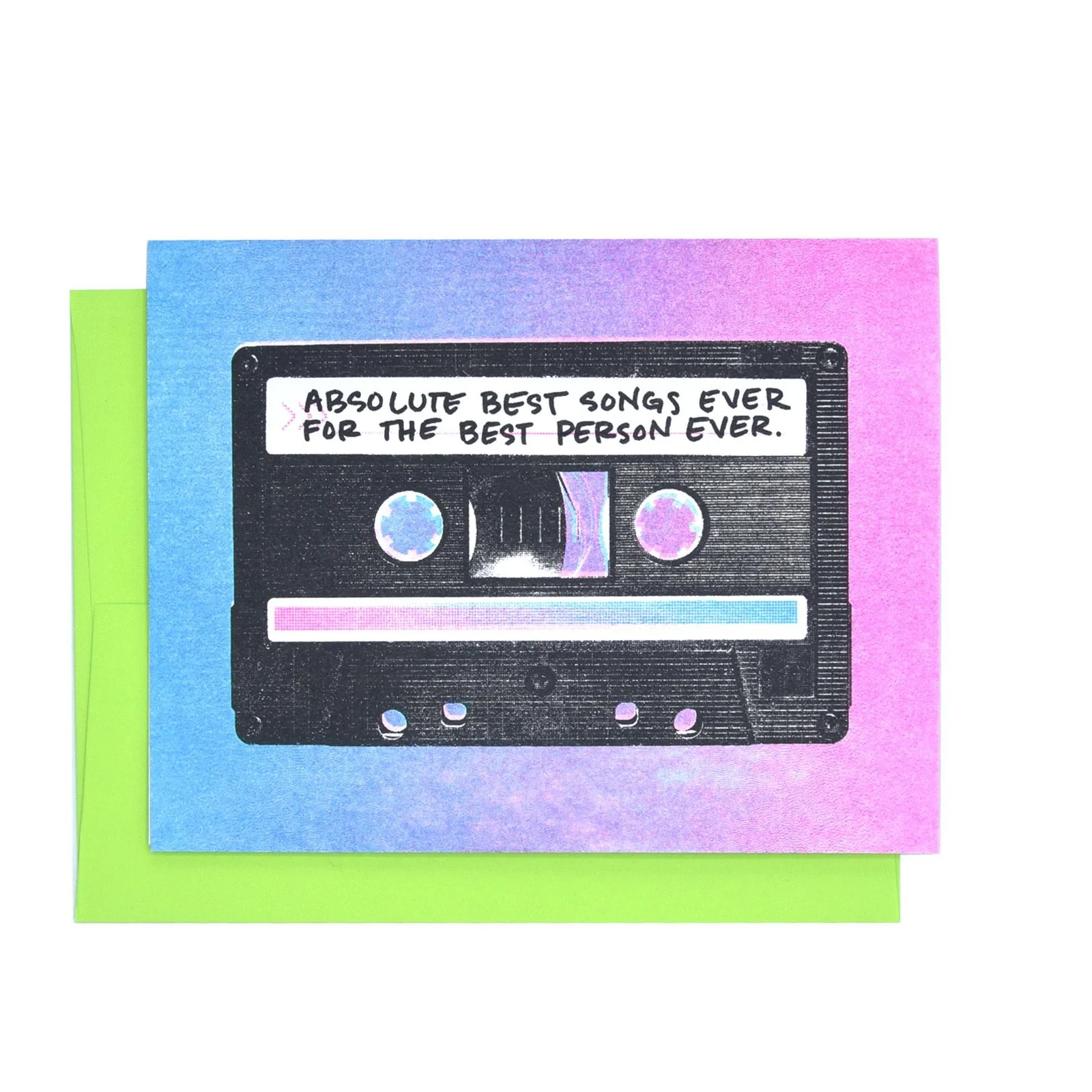 "Best Songs Ever" Cassette - Risograph Greeting Card