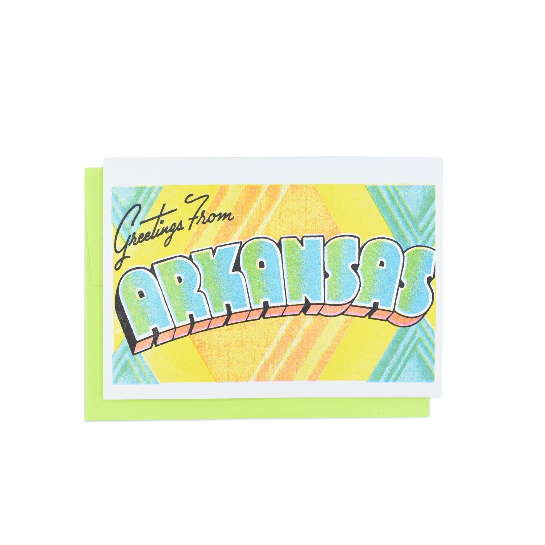 Greetings from: Arkansas - Risograph Card and Print