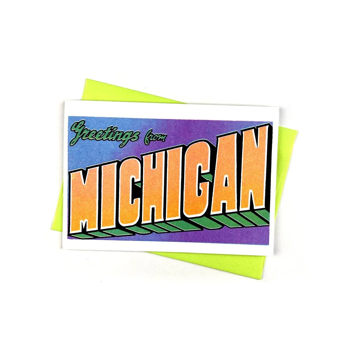 Greetings from: Michigan - Risograph Card and Print