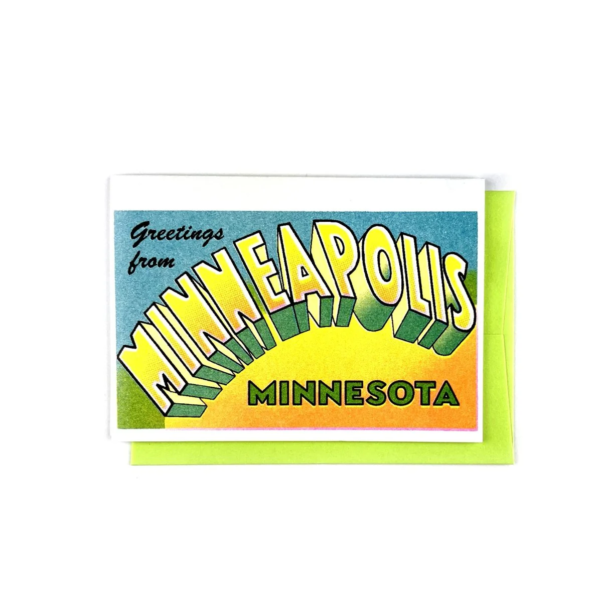 Greetings from: Minneapolis - Risograph Card and Print