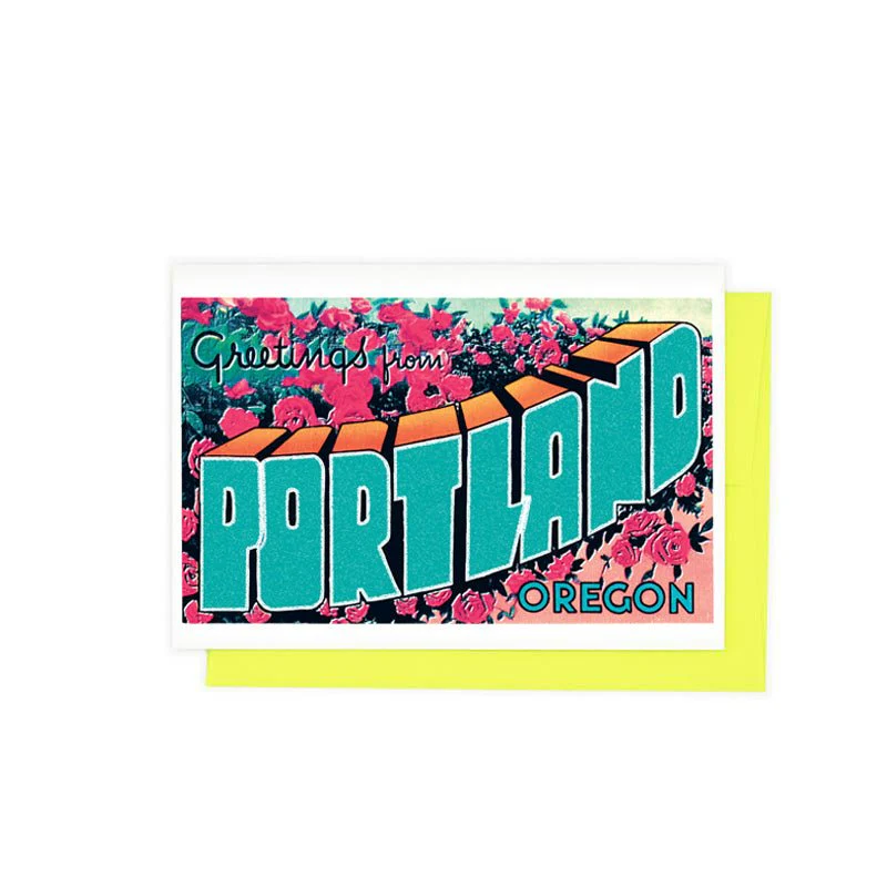 Greetings from: Portland - Risograph Card and Print