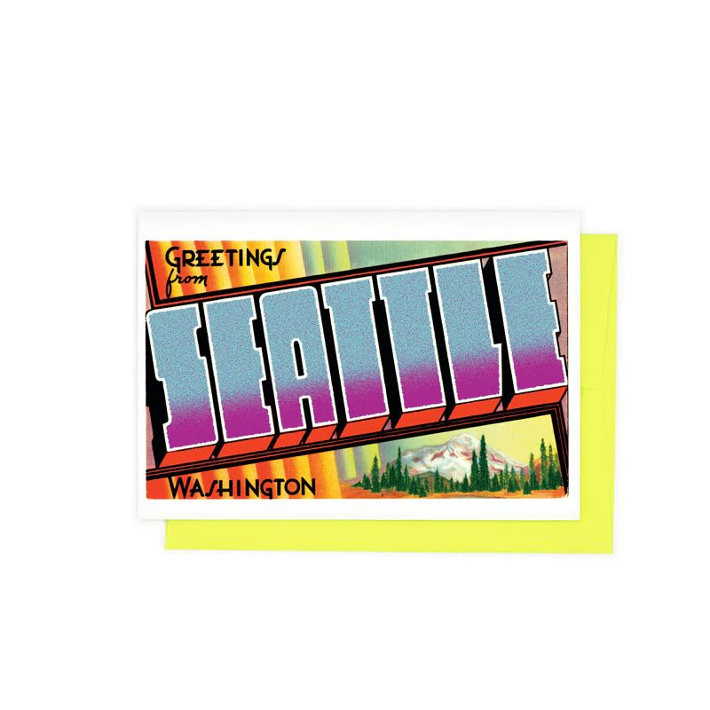 Greetings from: Seattle - Risograph Card and Print