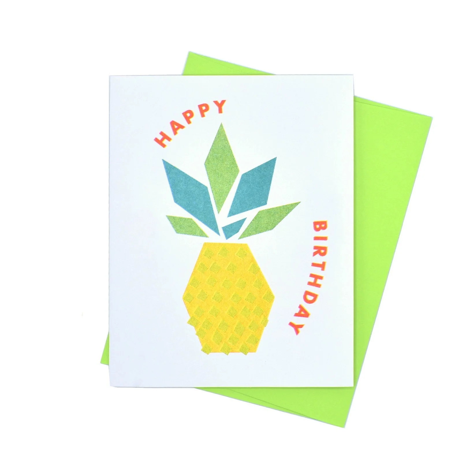 "Happy Birthday" Pineapple - Risograph Greeting Card by Kapo Ng
