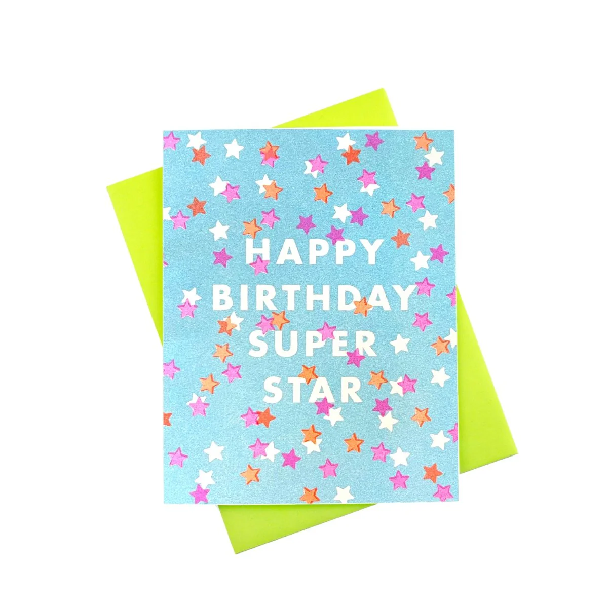 "Happy Birthday Super Star" Confetti - Risograph Greeting Card