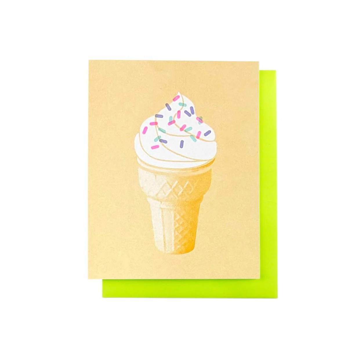 Ice Cream Cone Risograph Card