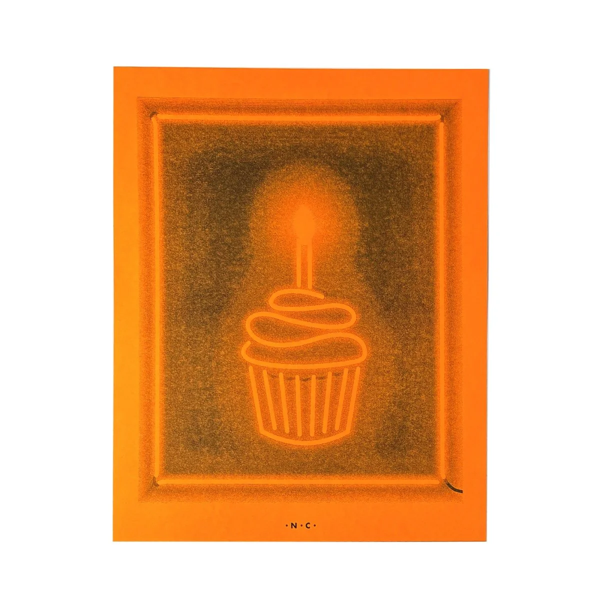 Neon Brights Cupcake - Risograph Art Print