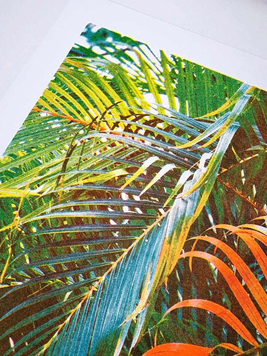 Neon Orange Palm - Risograph Art Print - Image 4
